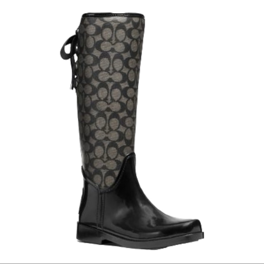 COACH Tristee Logo Lace-Up Rain Boots size 6